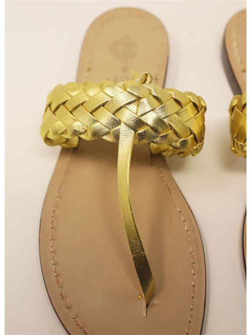 sandali incfradito con pelle intrecciata color oro Da Costanzo | TRECCIONAXXLINFRADITOORO